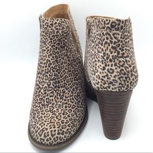 Lucky Brand Leopard Leather Ankle Boots, Worn Once